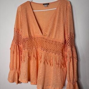 VENUS Vibrant Orange Crochet Top